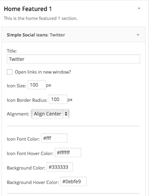 The settings for the Twitter icon in Simply Social 